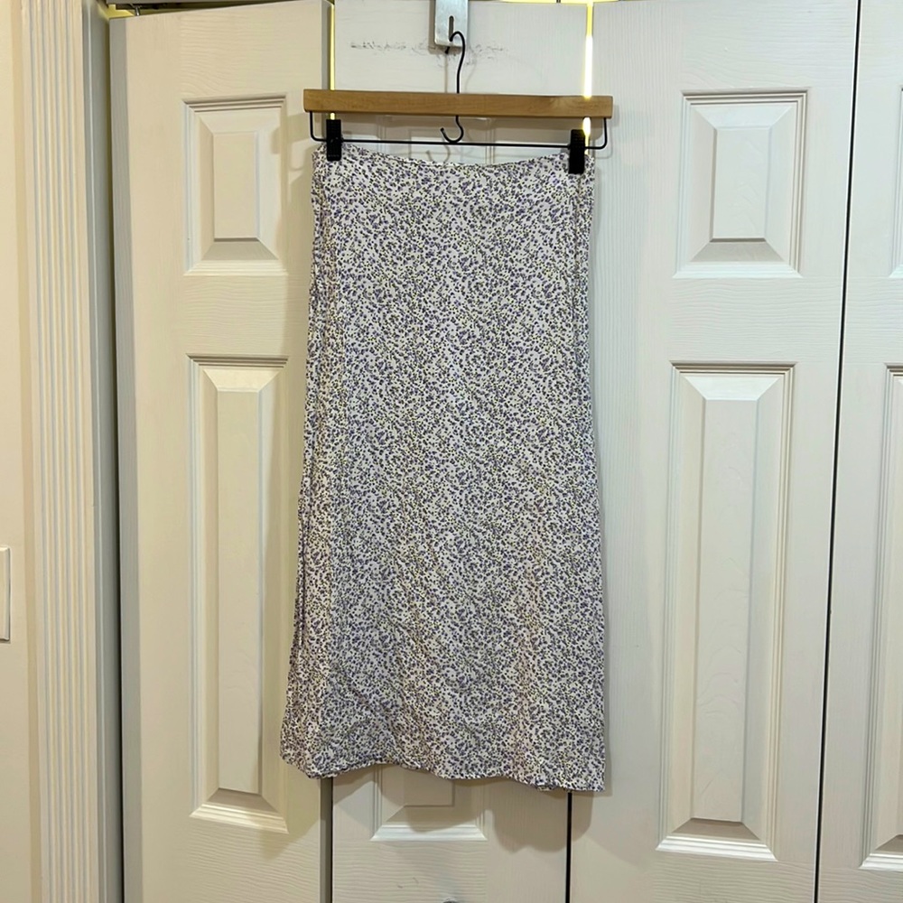 Purple Floral Midi Skirt